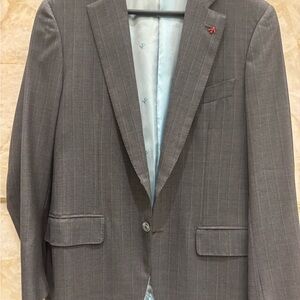 Isaia Charcoal Pinstripe Blazer - IT 50R
